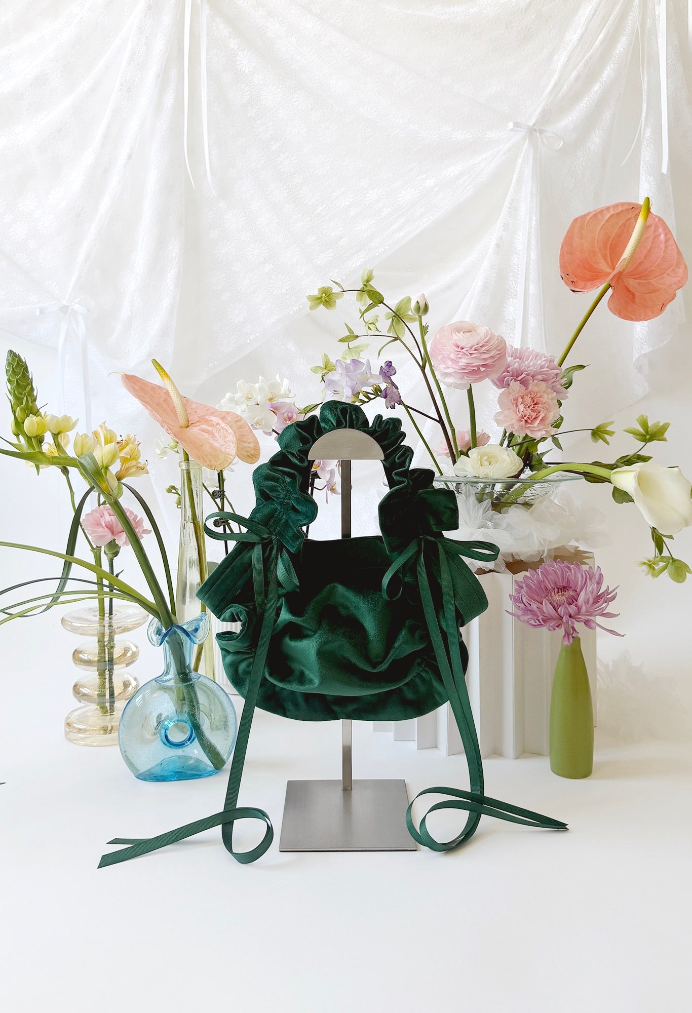 ZIA BAG - DARK GREEN VELVET