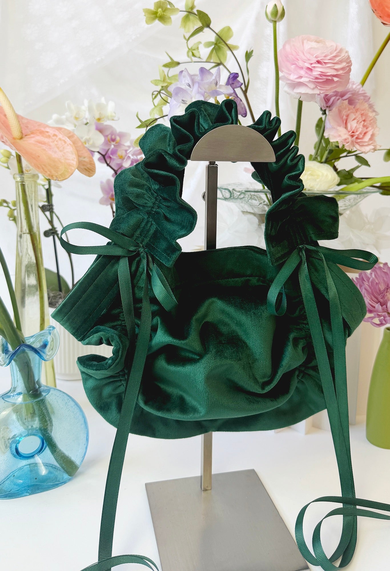 ZIA BAG - DARK GREEN VELVET
