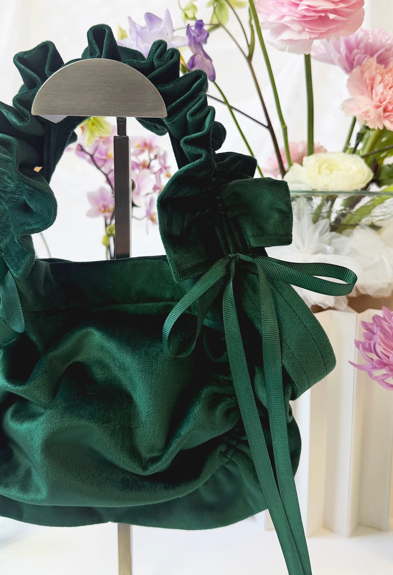 ZIA BAG - DARK GREEN VELVET