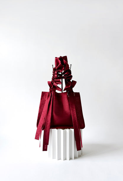 MINI ALIYA TOTE BAG - BURGUNDY TAFFETA