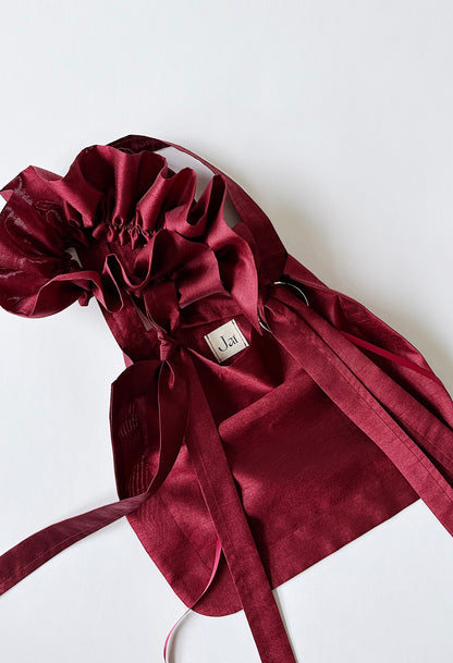 MINI ALIYA TOTE BAG - BURGUNDY TAFFETA