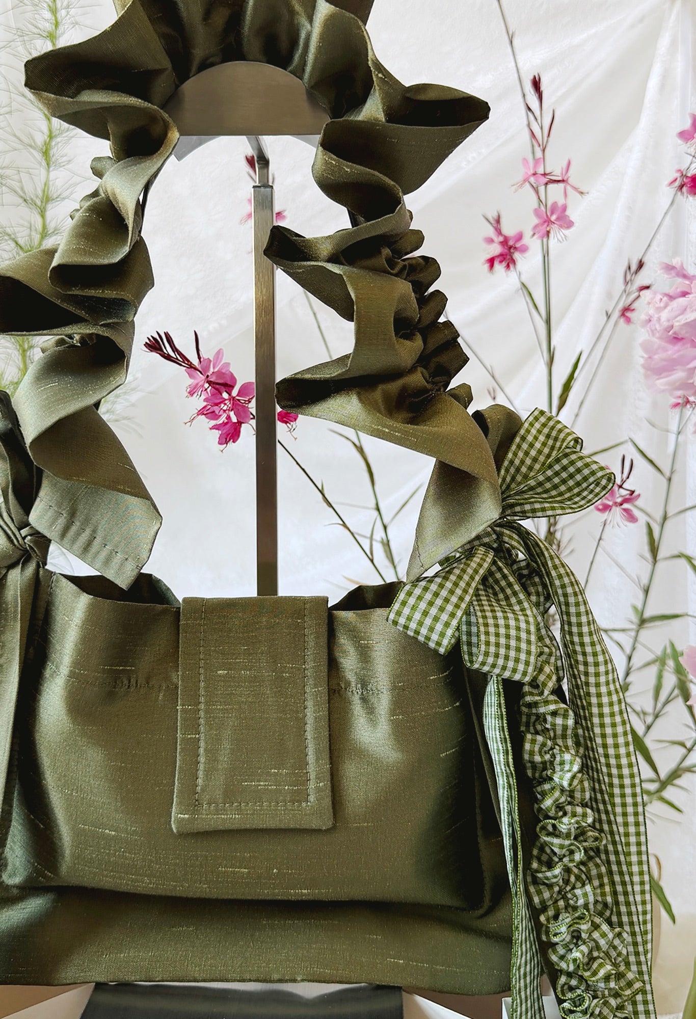 NAIA SHOULDER BAG - GREEN TAFFETA