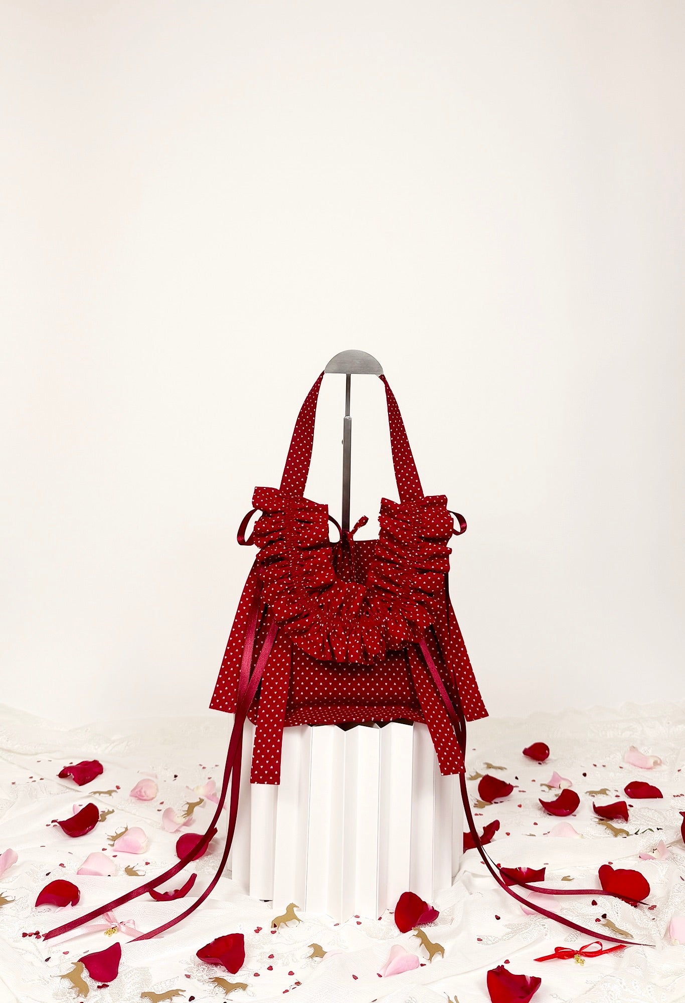 NANO ALIYA BAG - RED COTTON HEARTS