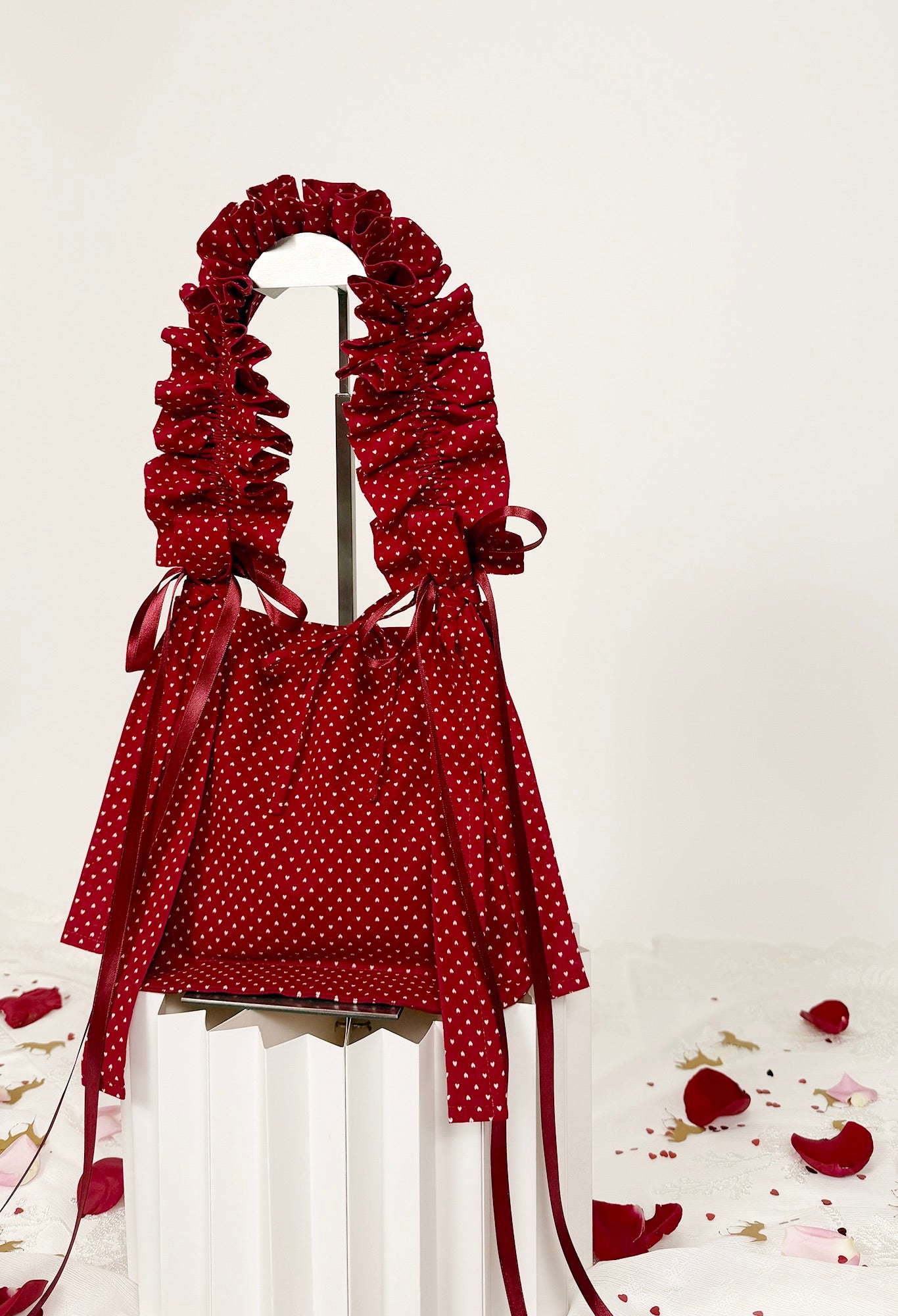 NANO ALIYA BAG - RED COTTON HEARTS