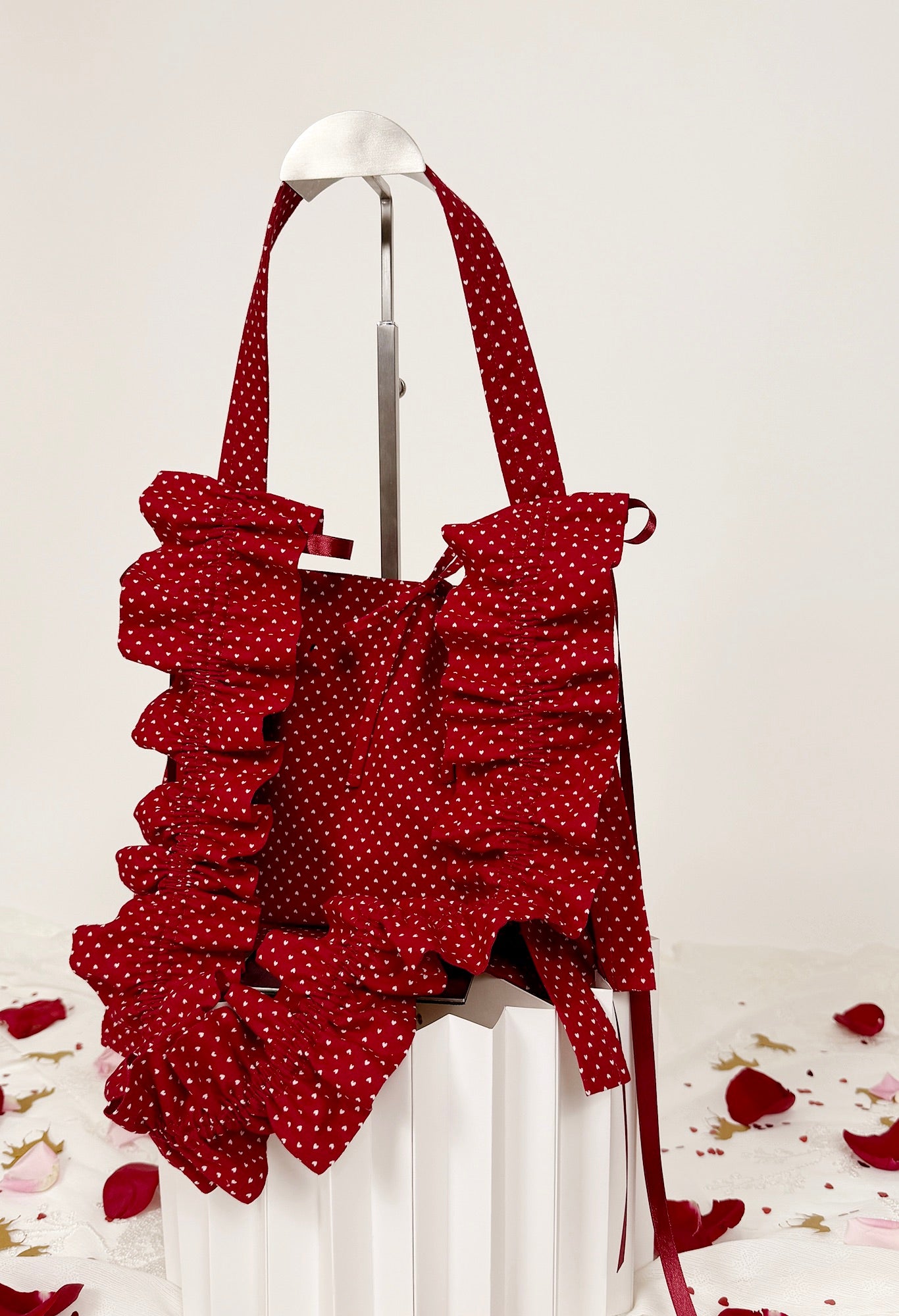 NANO ALIYA BAG - RED COTTON HEARTS