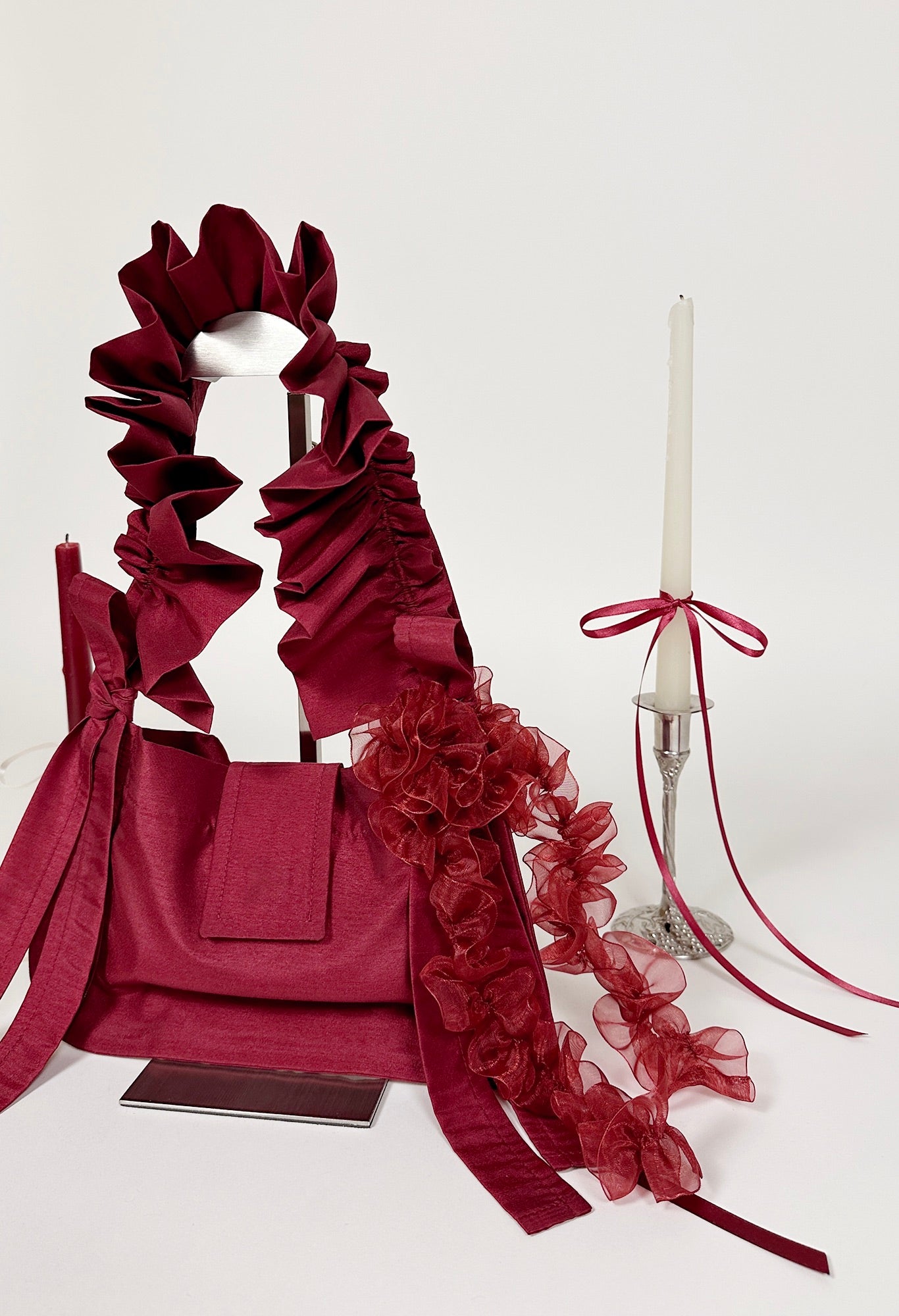 NAIA SHOULDER BAG - CHERRY TAFFETA