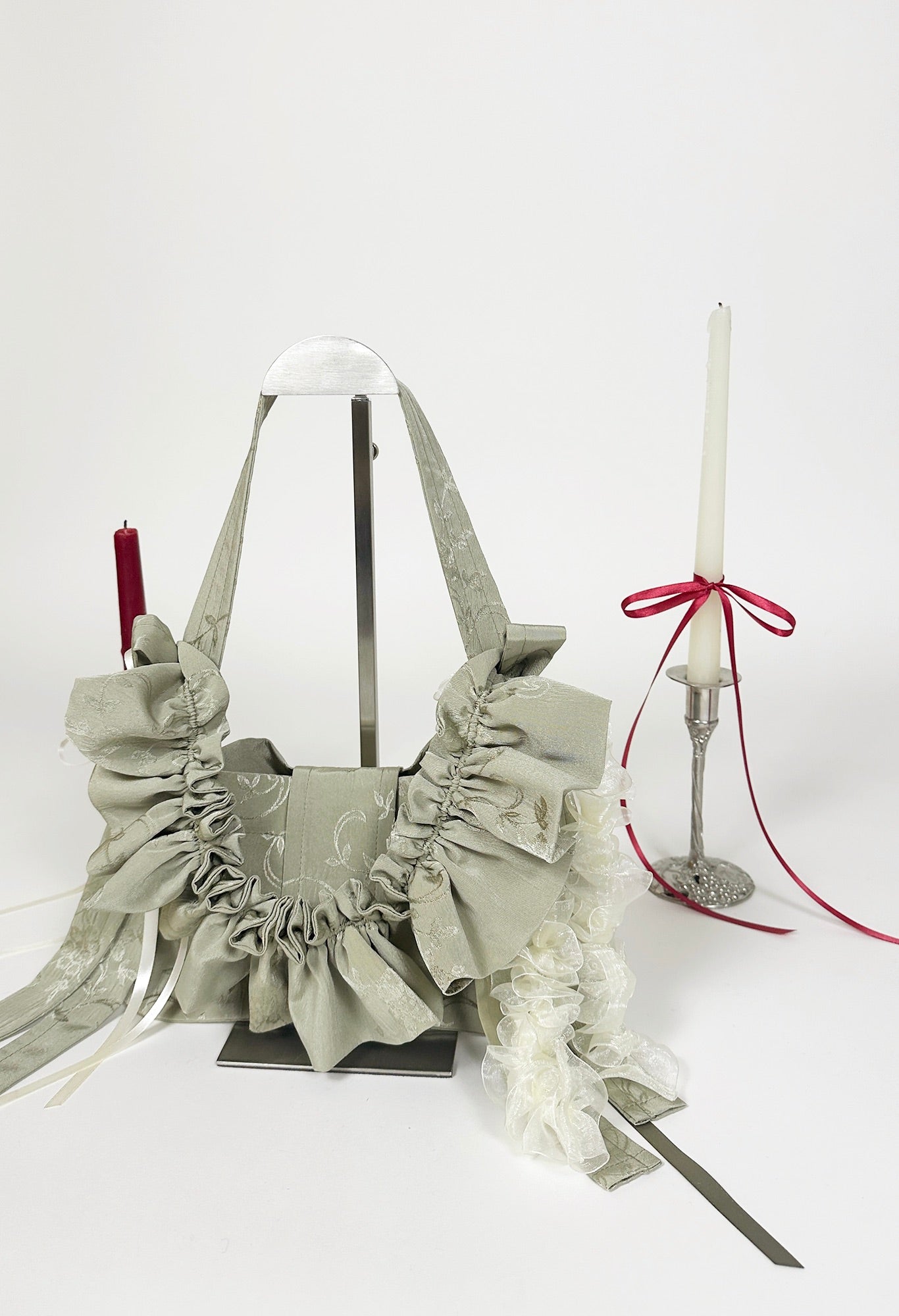 NAIA SHOULDER BAG - SAGE GREEN CREPE DE CHINE