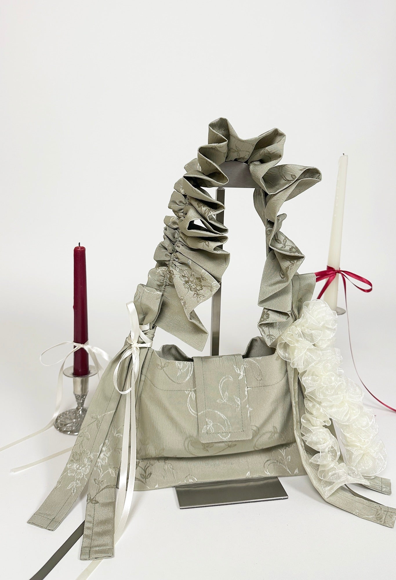 NAIA SHOULDER BAG - SAGE GREEN CREPE DE CHINE