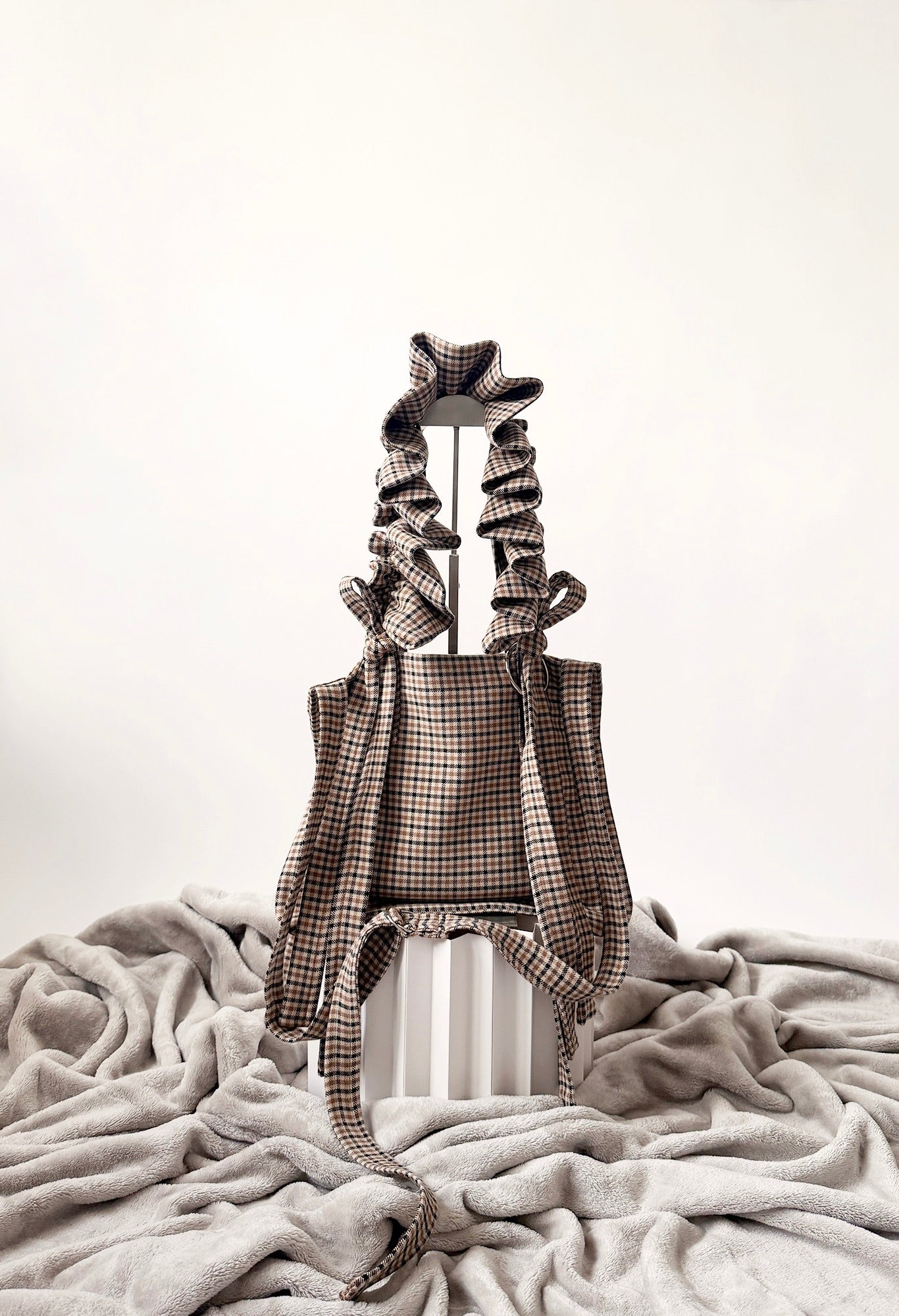 MINI ALIYA CROSSBODY TOTE - TAN/BLACK TARTAN