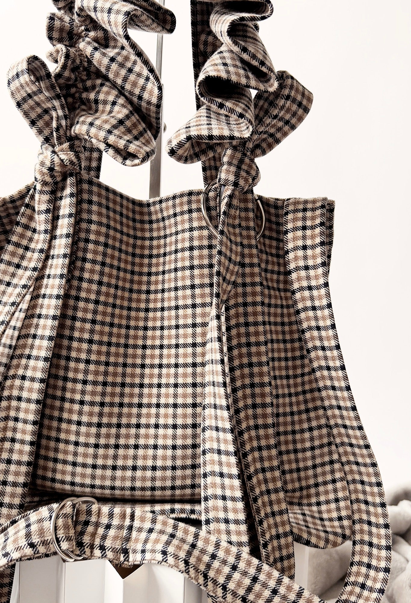 MINI ALIYA CROSSBODY TOTE - TAN/BLACK TARTAN