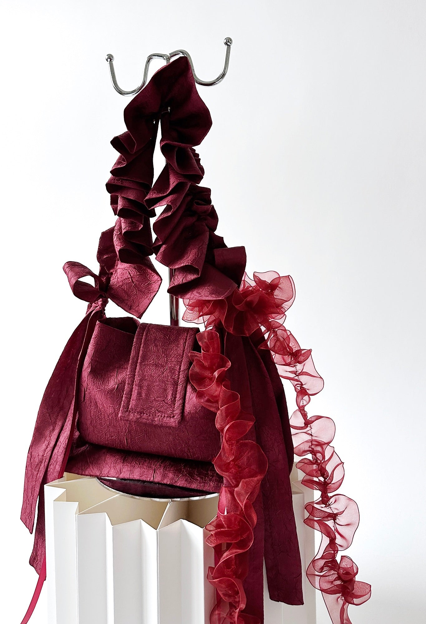 NAIA SHOULDER BAG - WINE CRINKLED POLY (lightweight)