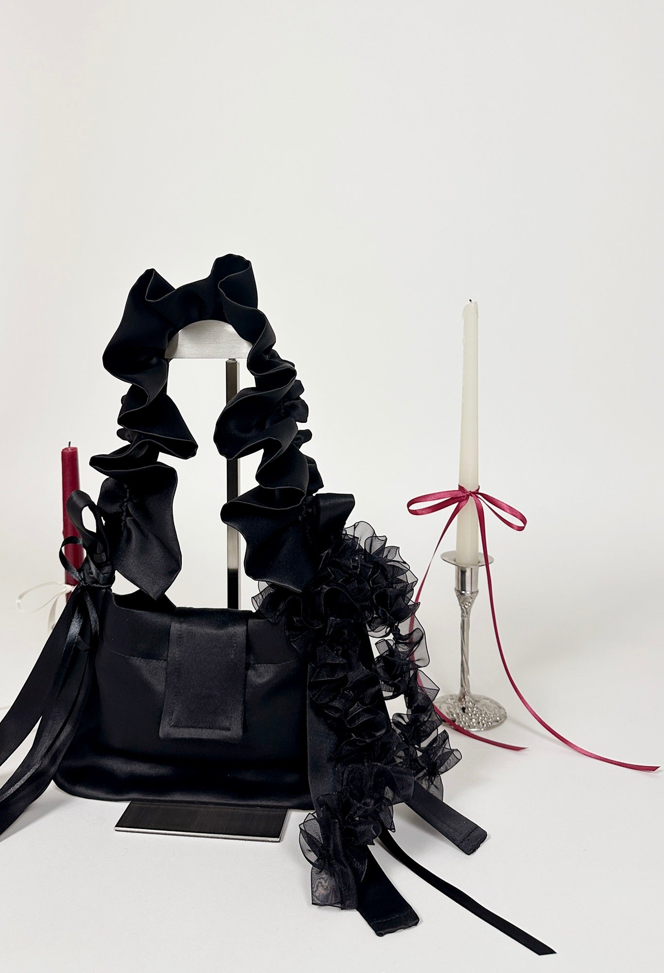 NAIA SHOULDER BAG - BLACK SATIN