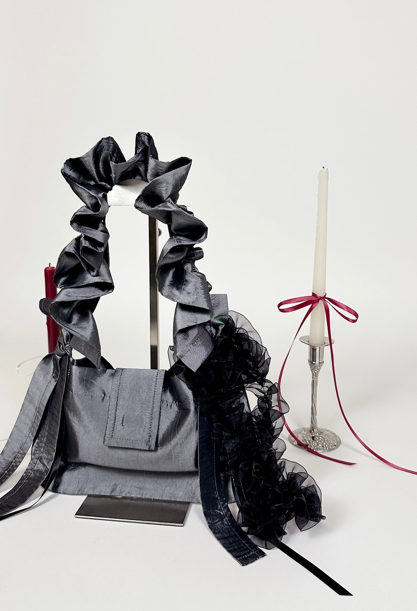 NAIA SHOULDER BAG - DARK SILVER NYLON