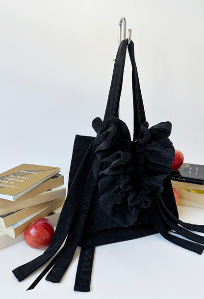 MINI ALIYA TOTE BAG - BLACK CORDUROY